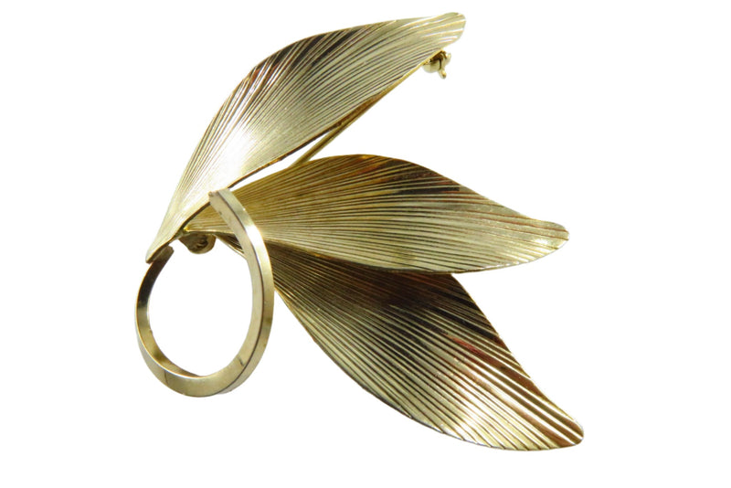 Turin Inc 12K Gold Filled Flowing Leaf Brooch 2" x 2"