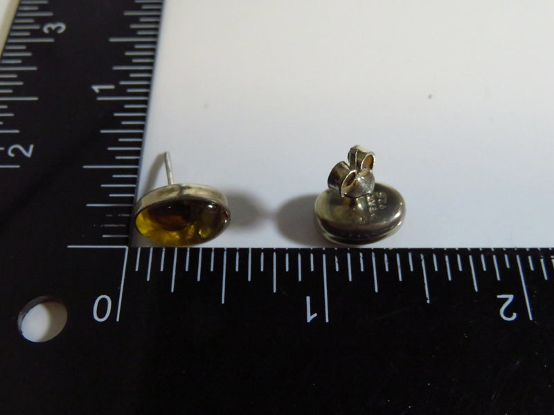 Petite Oval Dried Flower Resin Stud Earrings Sterling Silver Mexico