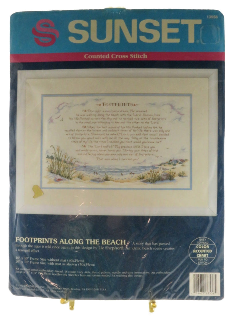 Vintage Footprints Along The Beach Cross Stitch Kit by Sunset 16" x 10"