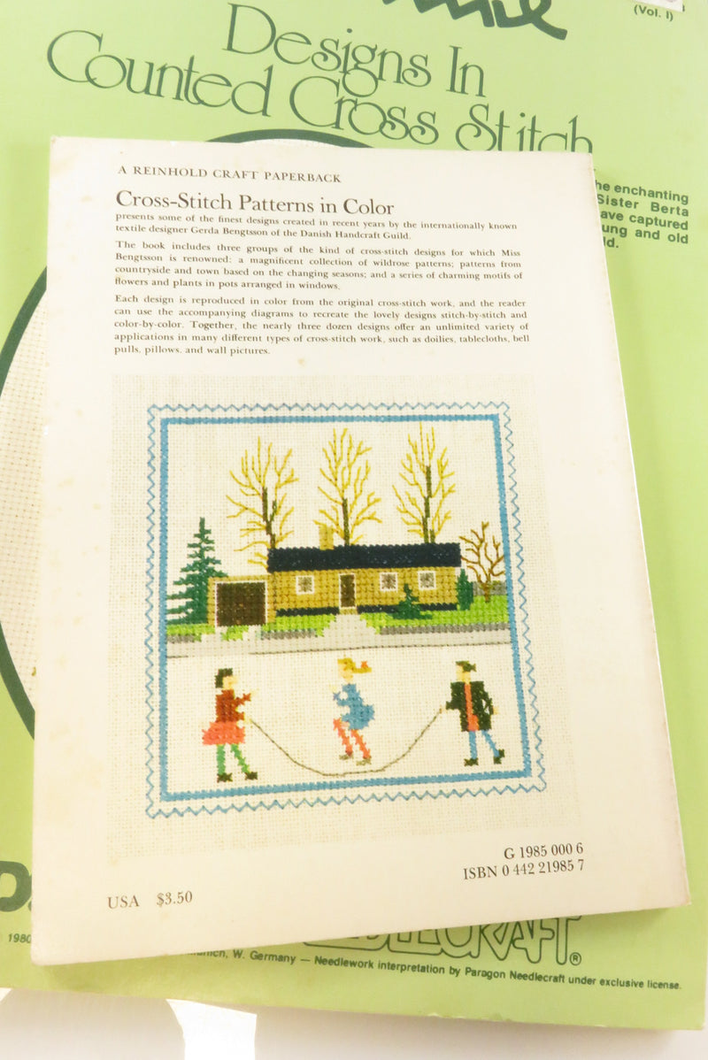 Vintage Cross Stitch Pattern Lot; Patterns in Color, Bordering on Basketliners,