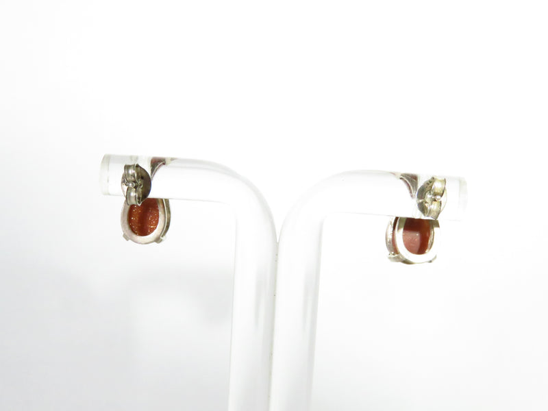 Tear Drop Goldstone Sterling Silver Stud  Earrings Pre-Owned