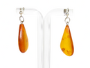 Tear Drop Amber Sterling Silver 1 1/2" Drop Dangle Earrings Pre-Owned — Jewelry & Watches:Vintage & Antique Jewelry:Fine:Retr