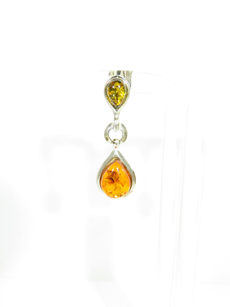 Yellow & Honey Baltic Amber Dangling Earrings Sterling Silver 1 1/4" Drop