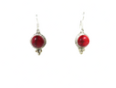 Red Jasper Dangling Earrings Mexico Sterling Silver 1 1/2" Drop French Wire — Jewelry & Watches:Vintage & Antique Jewelry:Fin