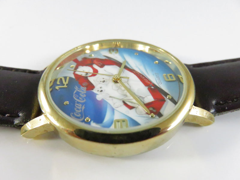 Coca-Cola Polar Bears Quartz Wrist Watch 32.7mm Gold Tone Case Japan Movement 55279