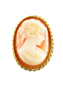 Vintage Gilt Wire Wrapped Cameo Brooch Pin Pendant 1 1/8" — Jewelry & Watches:Vintage & Antique Jewelry:Fine:Undated Fine Jew