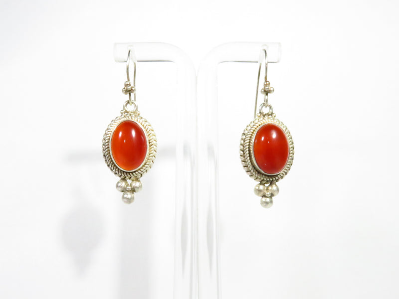 BA Suarti Sterling Indonesia Translucent Carnelian French Wire Dangling Earrings