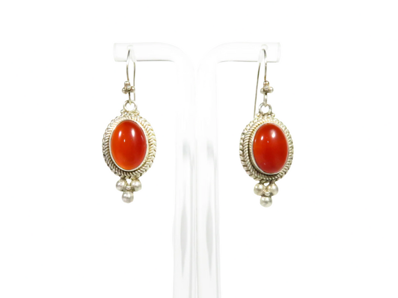 BA Suarti Sterling Indonesia Translucent Carnelian French Wire Dangling Earrings