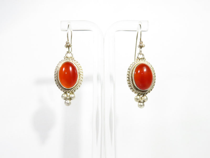 BA Suarti Sterling Indonesia Translucent Carnelian French Wire Dangling Earrings