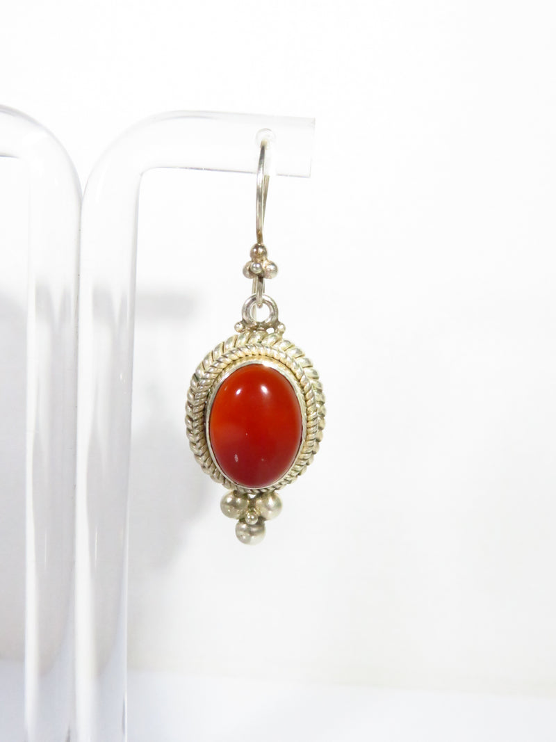 BA Suarti Sterling Indonesia Translucent Carnelian French Wire Dangling Earrings