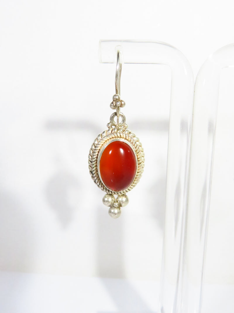 BA Suarti Sterling Indonesia Translucent Carnelian French Wire Dangling Earrings