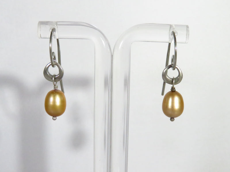 Silpada Champaign Colored Dangling Pearl Wire Earring