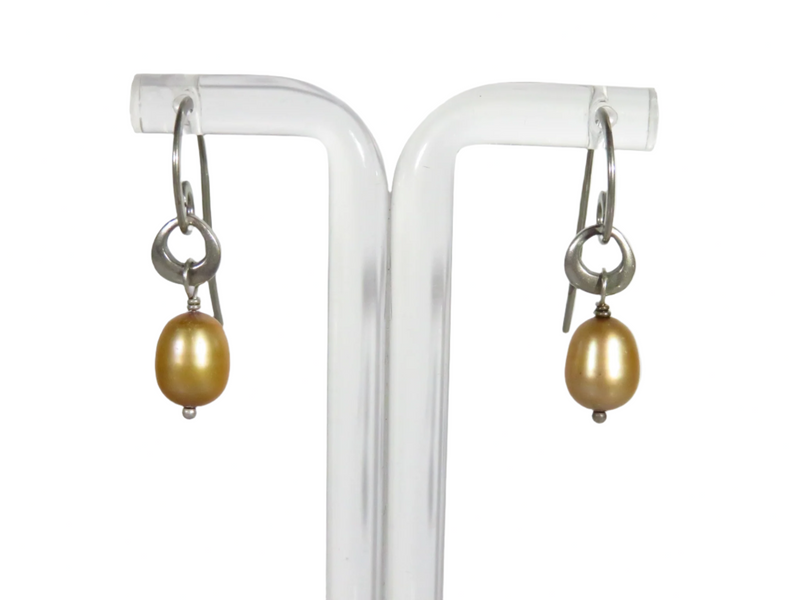 Silpada Champaign Colored Dangling Pearl Wire Earring