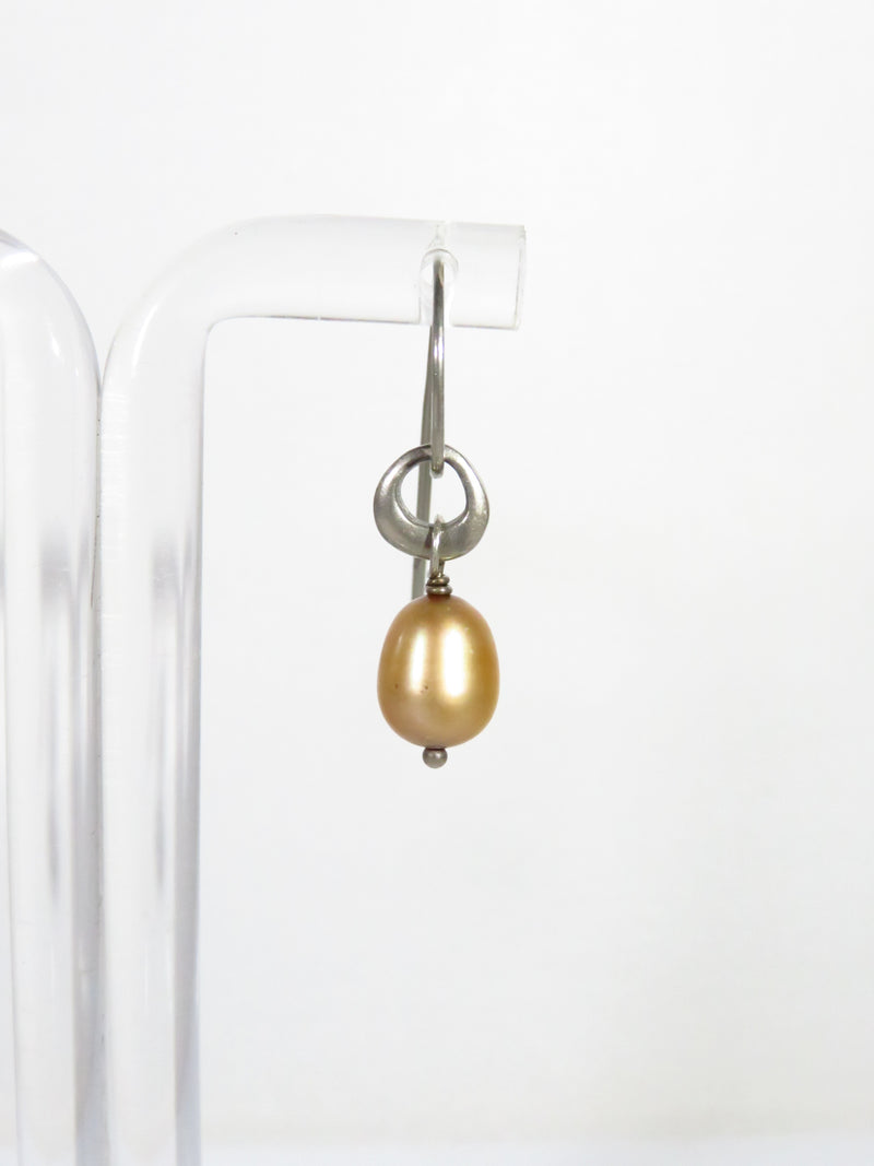 Silpada Copper Colored Dangling Pearl French Wire Earring