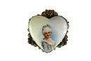 Vintage Brass Painted Porcelain Image of Woman Pressed Metal Heart Form Brooch — Jewelry & Watches:Vintage & Antique Jewelry: