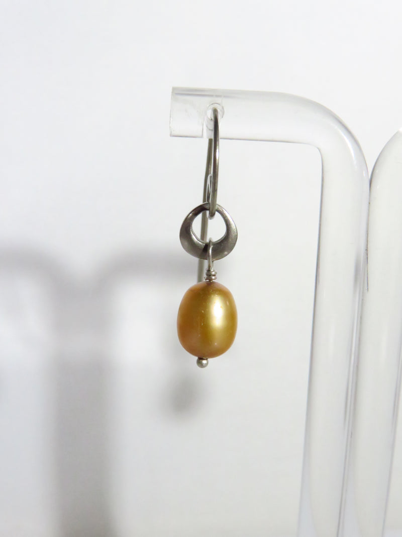 Silpada Copper Colored Dangling Pearl French Wire Earring