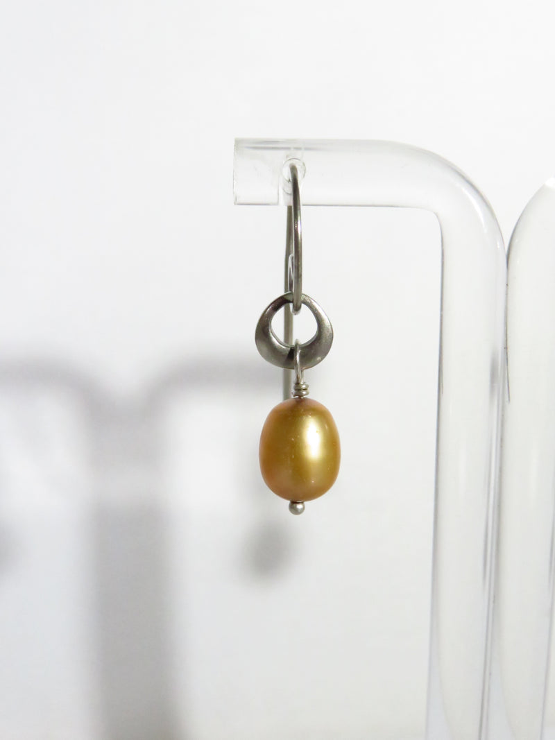 Silpada Copper Colored Dangling Pearl French Wire Earring