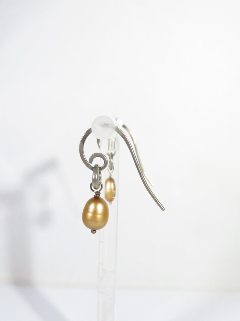 Silpada Copper Colored Dangling Pearl French Wire Earring