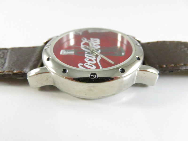 Coca-Cola Bottle Logo Quartz Wrist Watch 32.8mm Chrome Case Japan Movement 2002