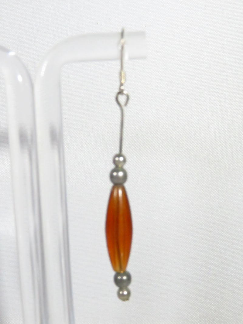 Artisan Lamp Style Amber Colored Melon with Balls Mixed Material 2" Earrings