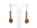 Sterling Silver Dangling Earrings with French Hook, Tubular Beads, and Rudraksha Seed for Wellbeing — Jewelry & Watches:Vinta
