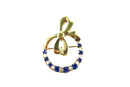Cute Blue Stone Bow Wreath Style Gold Filled Brooch Pendant 1 1/2" x 1 1/8 — Jewelry & Watches:Vintage & Antique Jewelry:Fine