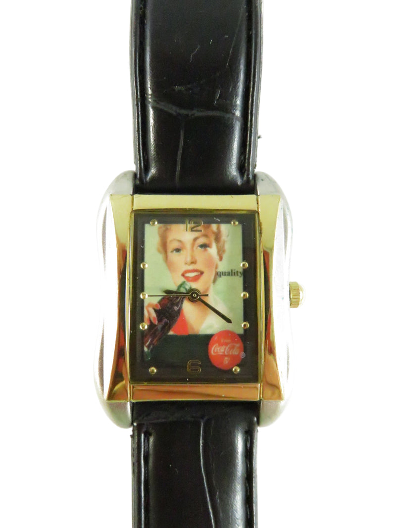 Vintage Coca-Cola Advertising Tank Watch With Retro Pin-Up Dial, Quartz Movement
