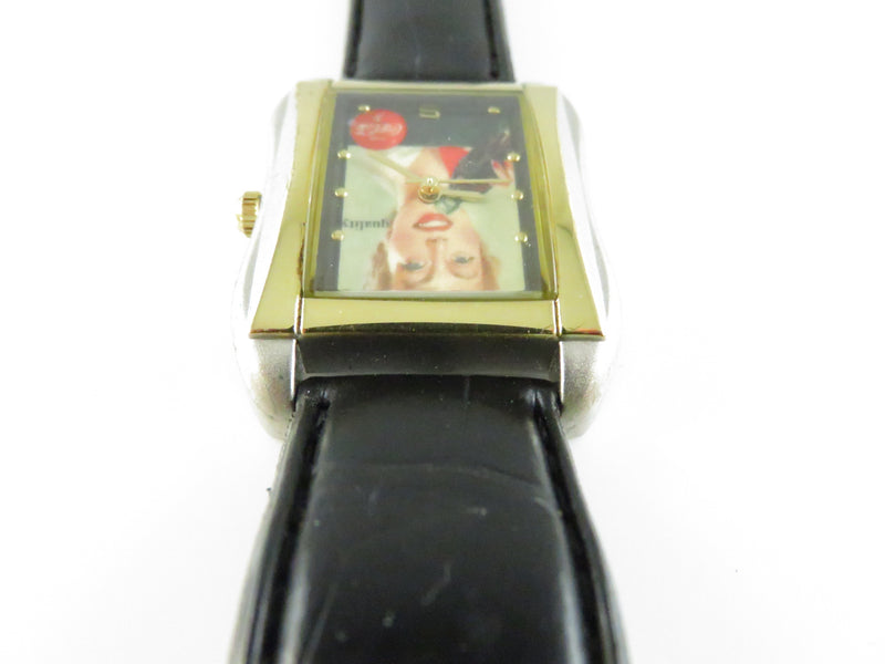 Vintage Coca-Cola Advertising Tank Watch With Retro Pin-Up Dial, Quartz Movement