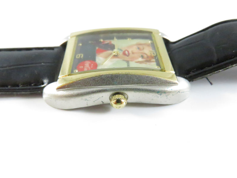 Vintage Coca-Cola Advertising Tank Watch With Retro Pin-Up Dial, Quartz Movement