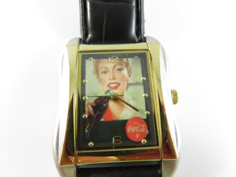 Vintage Coca-Cola Advertising Tank Watch With Retro Pin-Up Dial, Quartz Movement