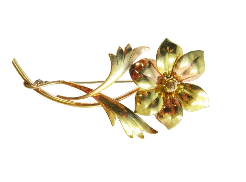 Harry S Bick Gold Filled Vintage Flower Brooch Large 2 7/8" x 1 1/4" — Jewelry & Watches:Vintage & Antique Jewelry:Fine:Undat