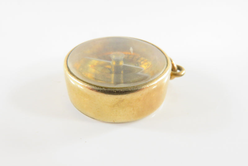 Antique Gold Filled Compass Pocket Watch Fob Compass Beveled Glass