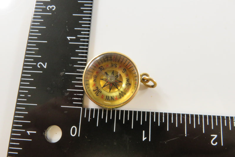 Antique Gold Filled Compass Pocket Watch Fob Compass Beveled Glass