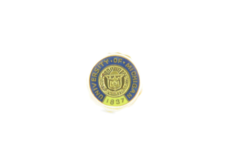 c1930's University of Michigan Solid 10K Gold Tie Pin Collar Pin
