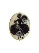 Victorian Dancing Woman Silhouette Cameo Brooch Hand Painted Luster Porcelain — Jewelry & Watches:Vintage & Antique Jewelry:F