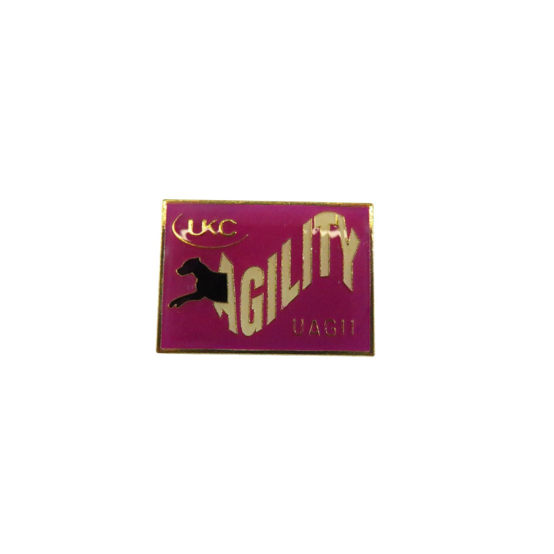 UKC UAGII Agility Award Lapel Hat Pin Gold Tone 1" Rectangle Violet & Black Dog Show Pin