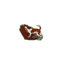 Barking Hound Dog Enamel Lapel or Hat Pin By Mafco — Silver, Enamel — front view