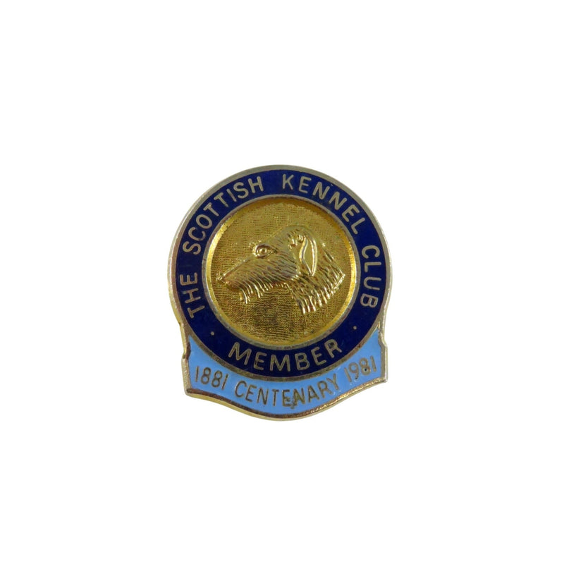 The Scottish Kennel Club Member 1881 Centenary 1981 Lapel Pin Blue Enamel By Emslie Edinburgh 1 3/8" — Gold, Enamel — front v