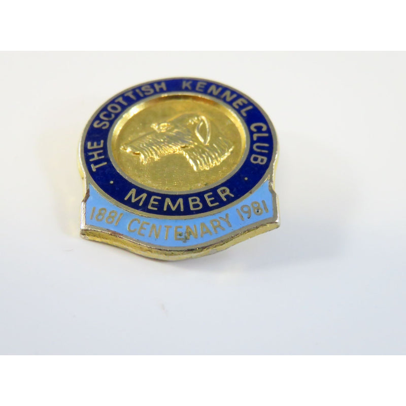 The Scottish Kennel Club Member 1881 Centenary 1981 Lapel Pin Blue Enamel By Emslie Edinburgh 1 3/8"