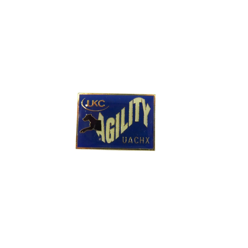 UKC UACHX Agility Award Lapel Hat Pin Gold Tone Rectangle 1" Pre-Owned