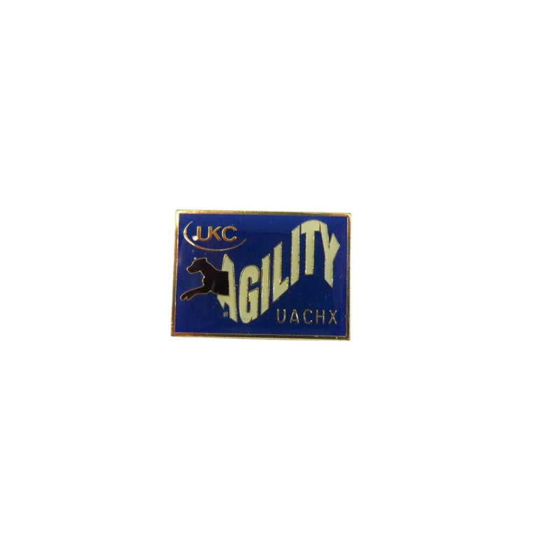 UKC UACHX Agility Award Lapel Hat Pin Gold Tone Rectangle 1" Pre-Owned — Gold — front view