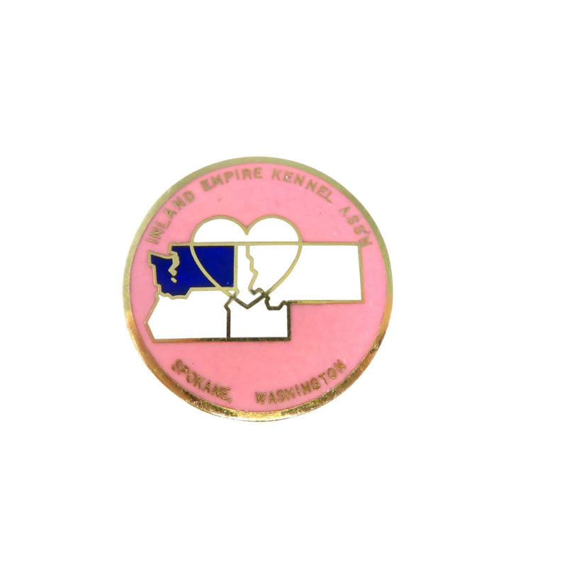 Inland Empire Kennel Association Spokane Washington Medal Pink Blue White Gold Tone 1 1/2" Diameter Light Wear