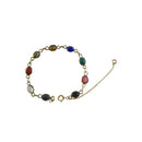 Vintage Scarab Bracelet 7 3/4" Long Glass & Stone Bezel Set 1/20 12K Gold Filled Chain Heavy Wear — Gold — front view