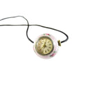 Corundo Swiss Guilloche Enamel Sterling Silver Pendant Watch With Floral Rose Design — Sterling Silver, Silver — front view