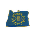 Vintage Dog Fanciers Association Of Oregon DFAO State Shaped Medal 1.75" With Scratches — Gold, Enamel — front view