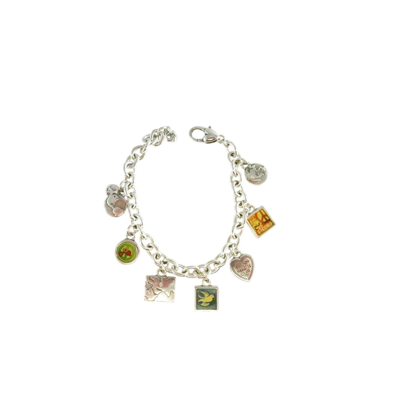 Brighton Charm Bracelet With Peace & Love Themed Charms — Silver — front view
