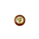 American Fox Hound Club Gold Tone Lapel hat Pin Red & White Enamel 0.75 Inch Diameter — Gold, Enamel — front view