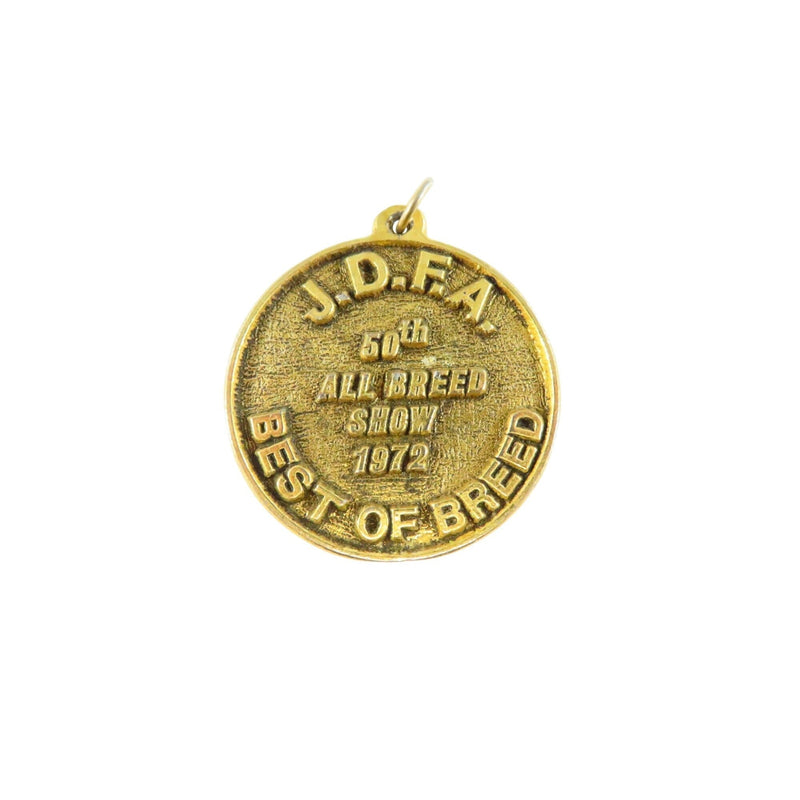 Vintage J.D.F.A. 60th All Breed Show 1972 Best Of Breed Dog Tag Medal Gold Tone — Gold — front view