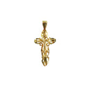 10K Gold Crucifix Pendant 1 3/8" High Etched Christian Cross — 10K, Gold — front view