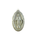 Vintage Aluminum Virgin Mary Conceived Without Sin Pray For Us Catholic Medal Pendant — front view